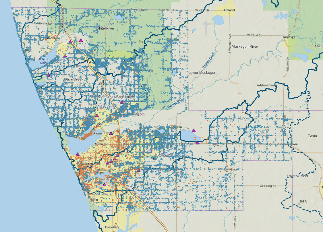 Map of Muskegon County Wellogic Tested Wells by Type